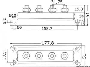 Terminali Bus Bar 4 x 10 mm